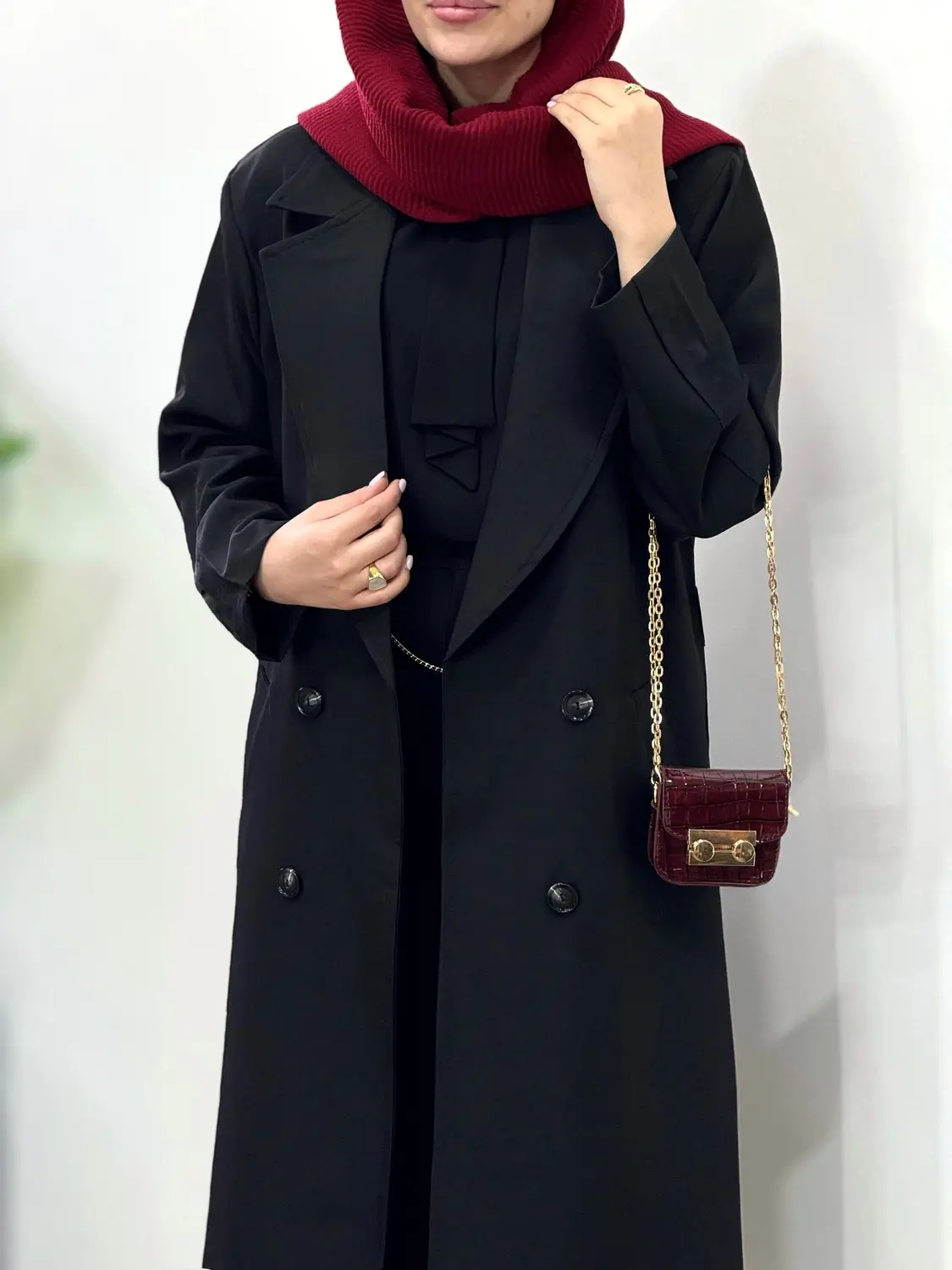 مانتو کتی بلند بزیاق با کمربند مهشید